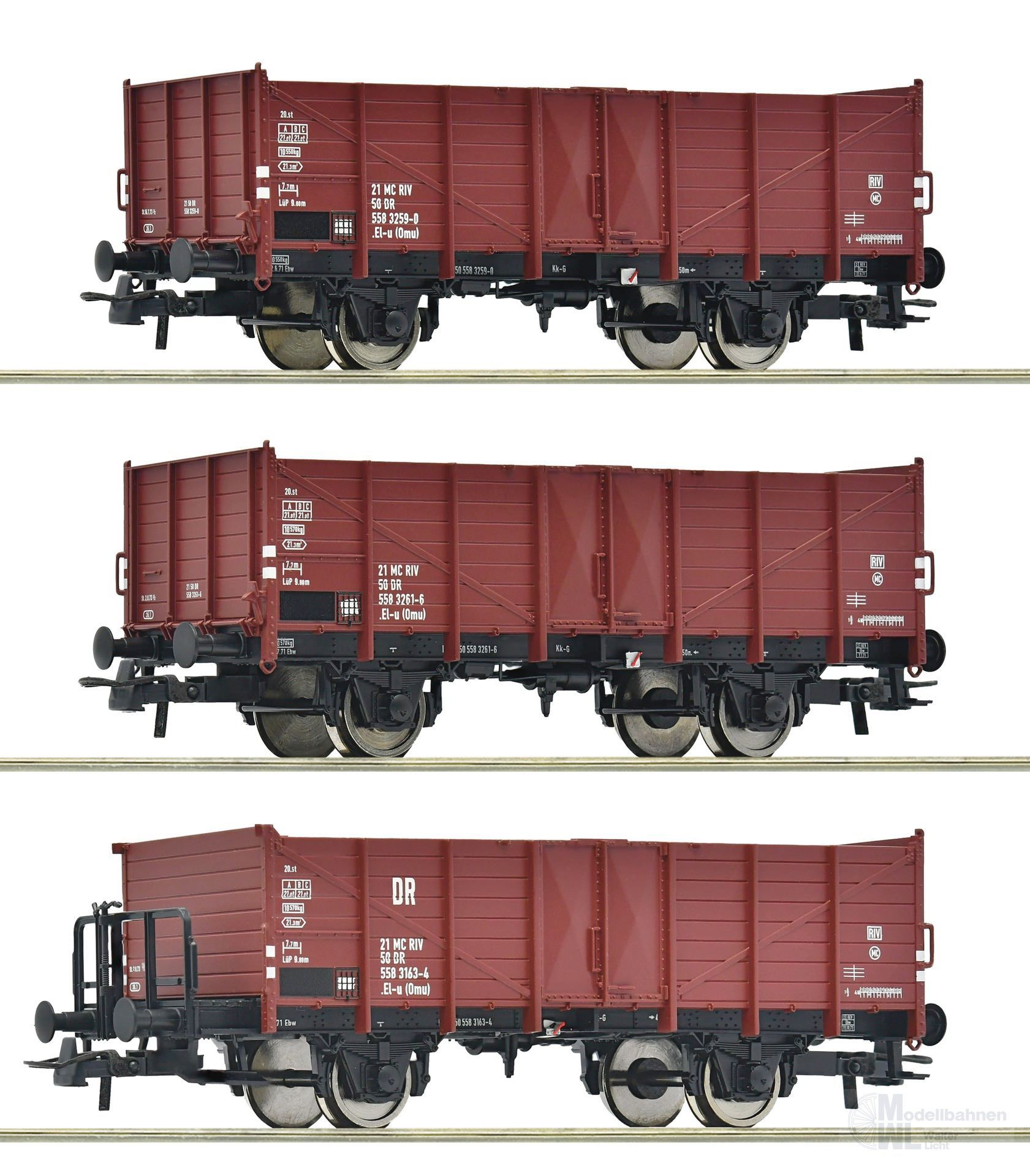 Roco 6600146 - Güterwagen Set DR Ep.IV 3.tlg. H0/GL Roco 6600146 - Güterwagen Set DR Ep.IV 3.tlg. H0/GL