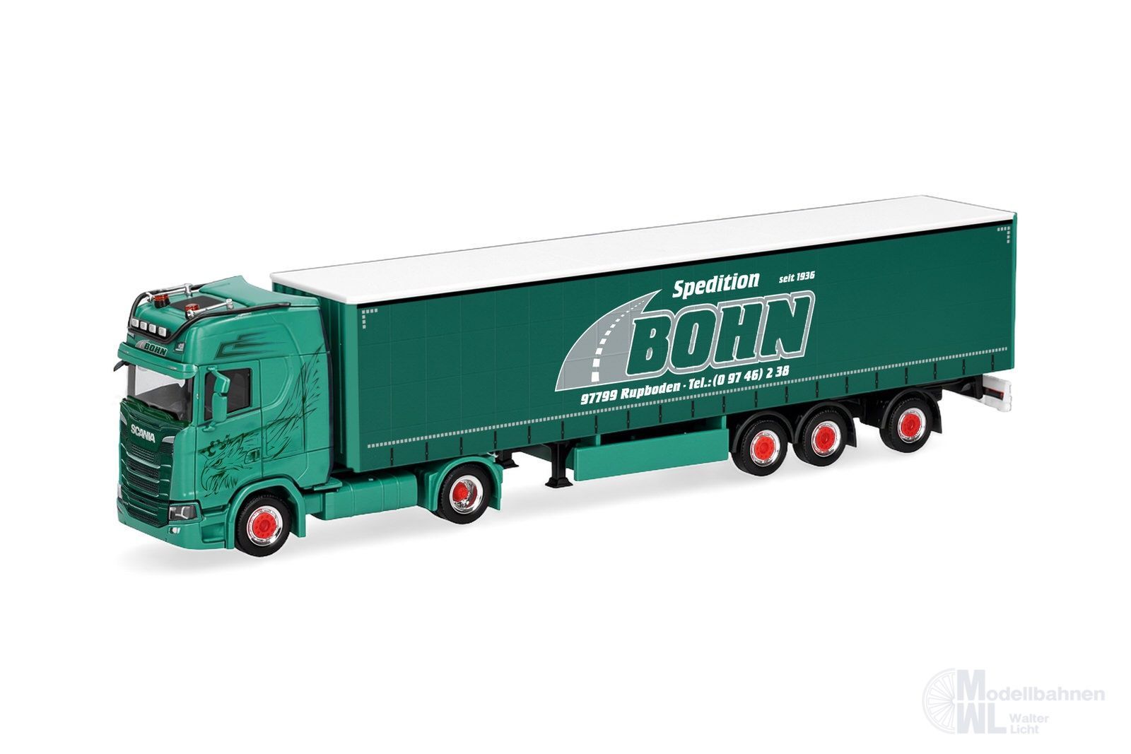 Herpa 322461 - Scania CS 20 HD Gardinenplanen Sattelzug Spedition Bohn H0 1:87