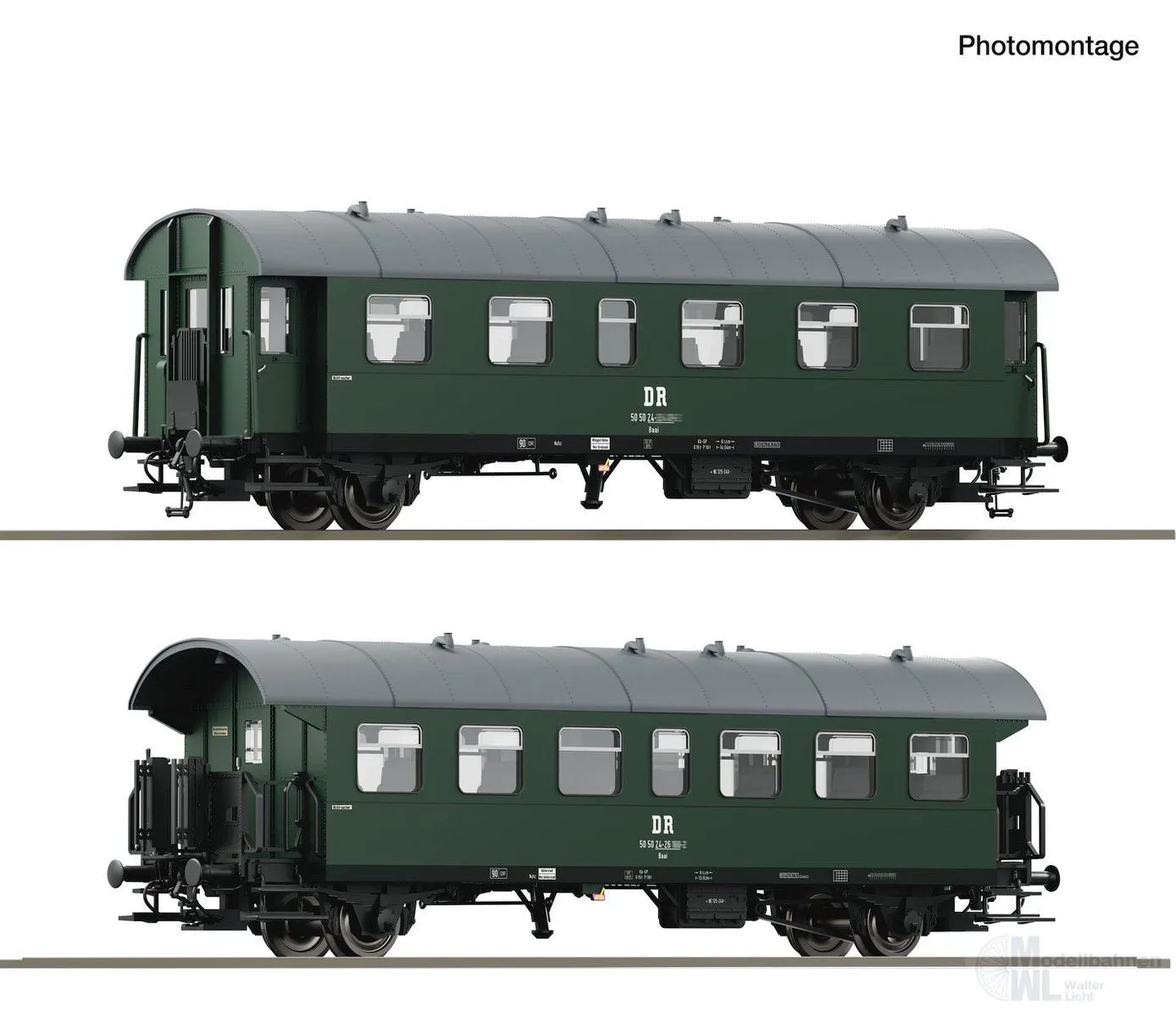 Roco 6280085 - Personenwagen Set Donnerbüchse Reko DR Ep.IV 2.tlg. TT 1:120