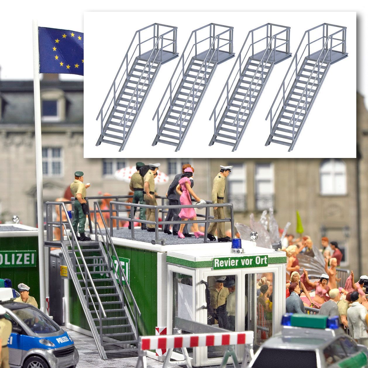 Busch 7758 - M-Set 4 Metalltreppen H0 1:87