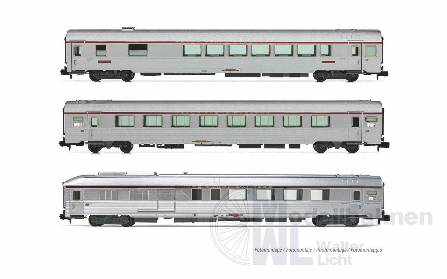 Arnold 4500 - Personenwagen Set SNCF Ep.IV TEE Mistral 3.tlg. N 1:160