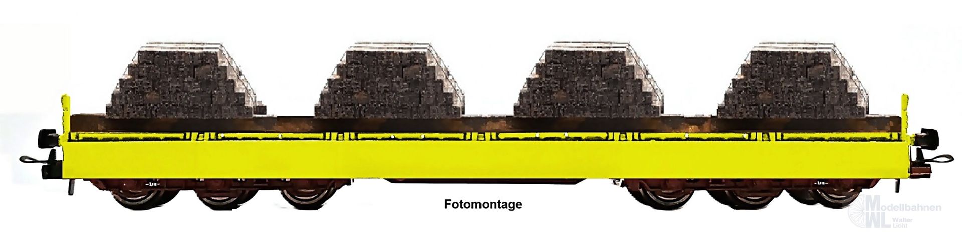 NPE NW22928 - Schwerlastwagen DB Ep.V/VI Salmms 454 Bauzug beladen mit Schwellen H0/GL