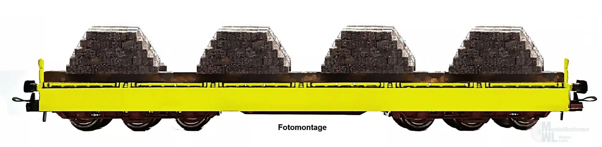 NPE NW22928 - Schwerlastwagen DB Ep.V/VI Salmms 454 Bauzug beladen mit Schwellen H0/GL