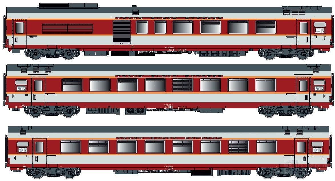 LS Models 40803DC - Personenwagen SNCF Ep.IV Etendard Set A 3.tlg. H0/GL