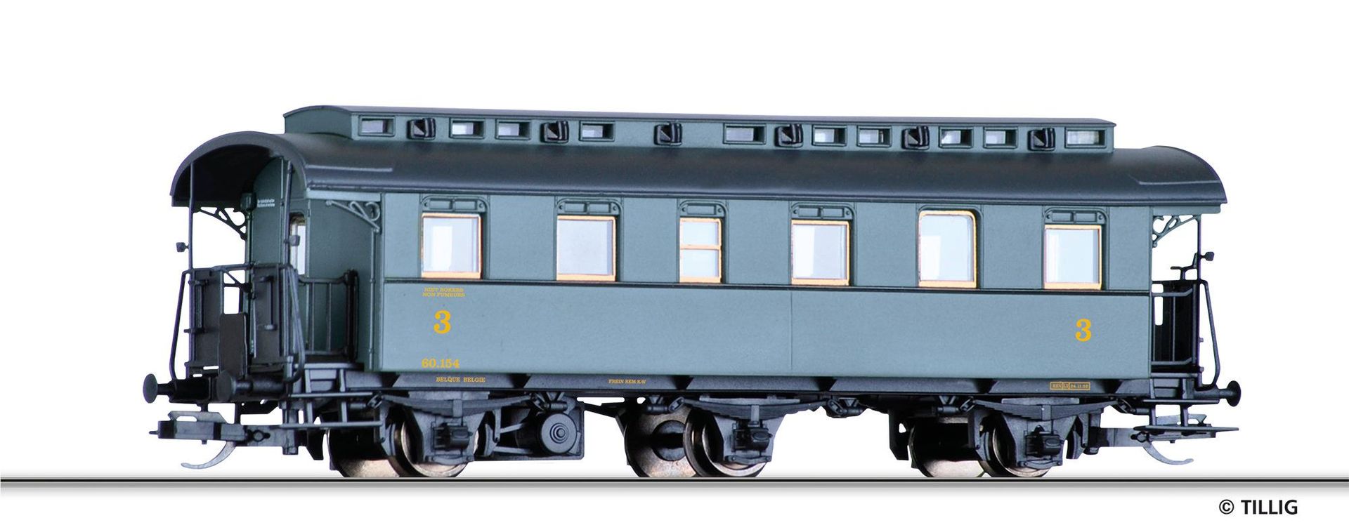 Tillig 16055 - Personenwagen SNCB Ep.II 3.Kl. TT 1:120