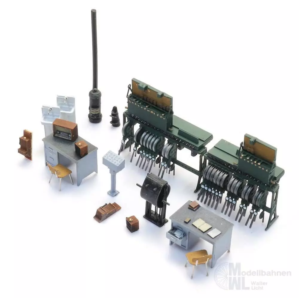 ARTITEC b.v. 10414 - Stellwerk Innenausstattung mit Hebelbank BAUSATZ H0 1:87