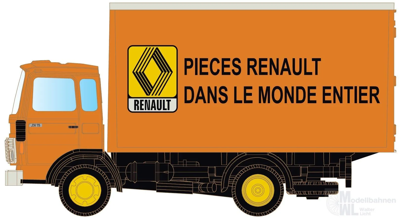 Lemke Minis 4864 - Renault JK75 mit Koffer - Renault Parts (F) N 1:160