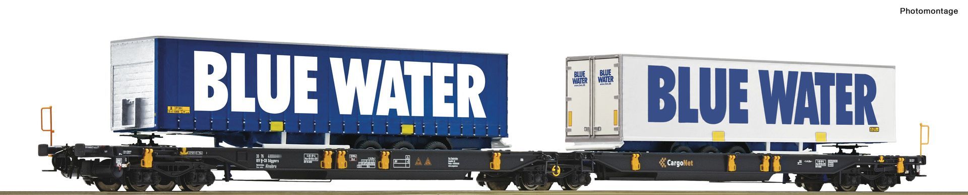 Roco 6600362 - Doppeltaschen-Tragwagen T2000 Cargonet + Blue Water