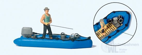 Preiser 10687 - Angler im Schlauchboot H0 1:87 Preiser 10687 - Angler im Schlauchboot H0 1:87