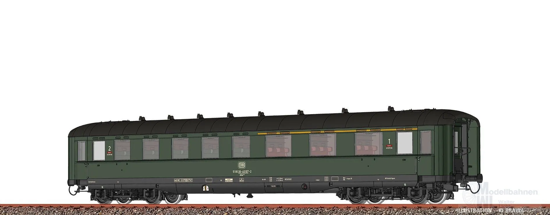 Brawa 51096 - Schürzenwagen DB Ep.IV ABüe334 51 80 38-40 107-2 H0/WS