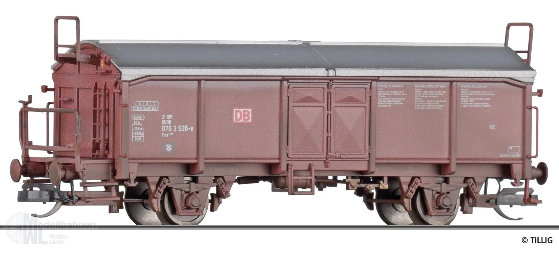 Tillig 502447 - Schiebedachwagen DB Ep.V Tms 851 gealtert (ex. 17681) TT 1:120