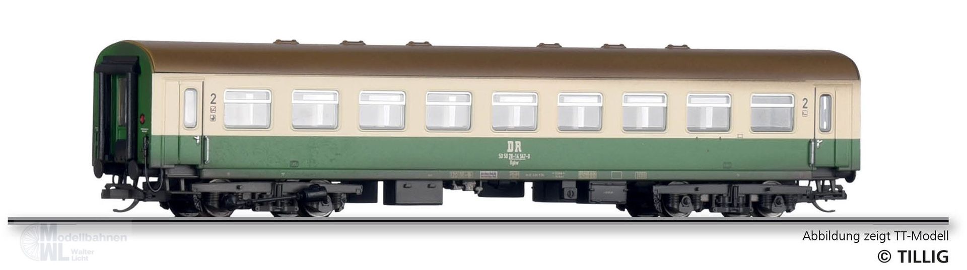 Tillig 75003 - Personenwagen DR Ep.IV Bghw 2.Kl. Gealtert H0/GL