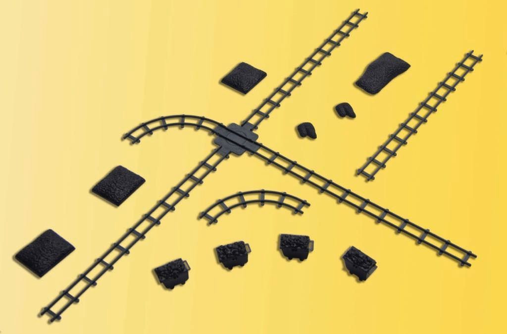 Kibri 39853 - Deko-Set Kohlewagen Weiche Schienen H0 1:87