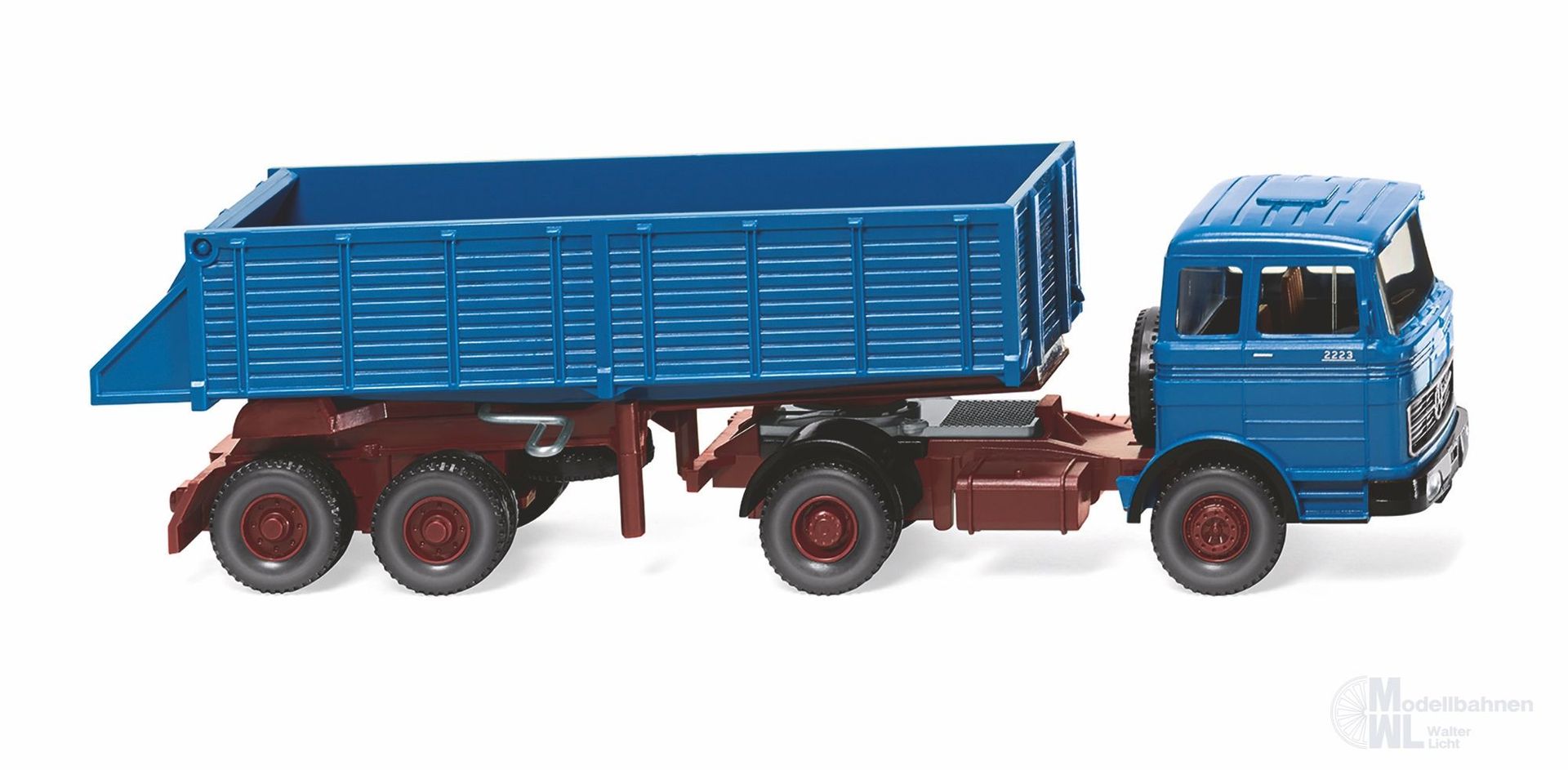 Wiking 067709 - Hinterkippersattelzug Mercedes-Benz azurblau H0 1:87 Wiking 067709 - Hinterkippersattelzug Mercedes-Benz azurblau H0 1:87