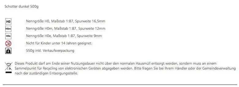 Tillig 86606 - Schotter dunkel 500 g