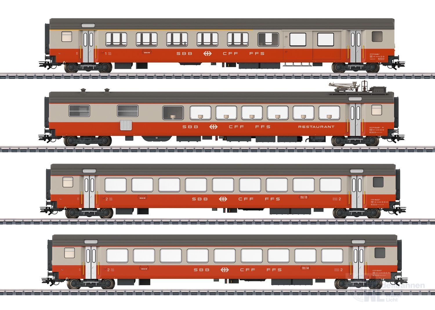 Märklin 42190 - Personenwagen-Set SBB Ep.IV 4.tlg. Swiss Express H0/WS Märklin 42190 - Personenwagen-Set SBB Ep.IV 4.tlg. Swiss Express H0/WS