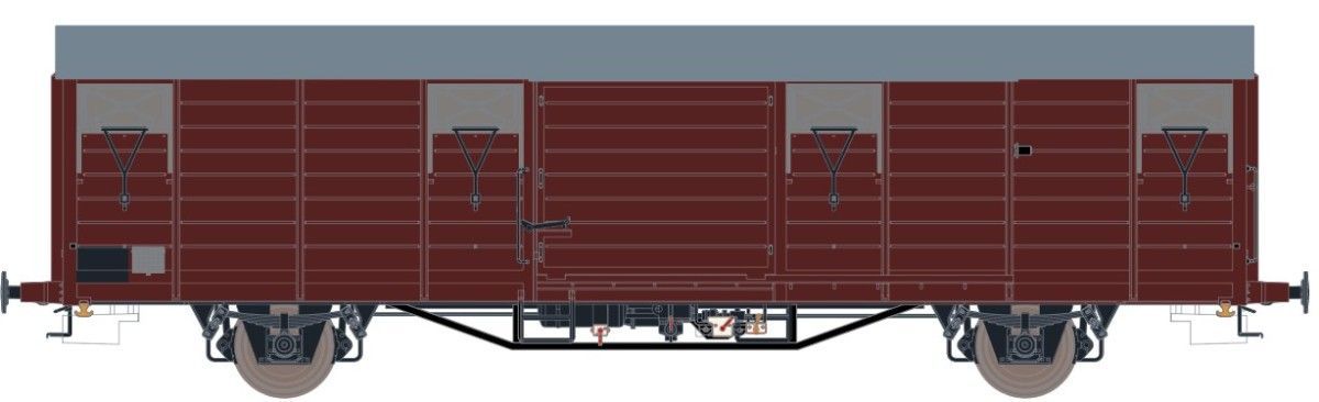 EX20569-1 Exact Train 20569 - Güterwagen gedeckt NVAG Ep.IV/V Gbs (ex DR) H0/GL