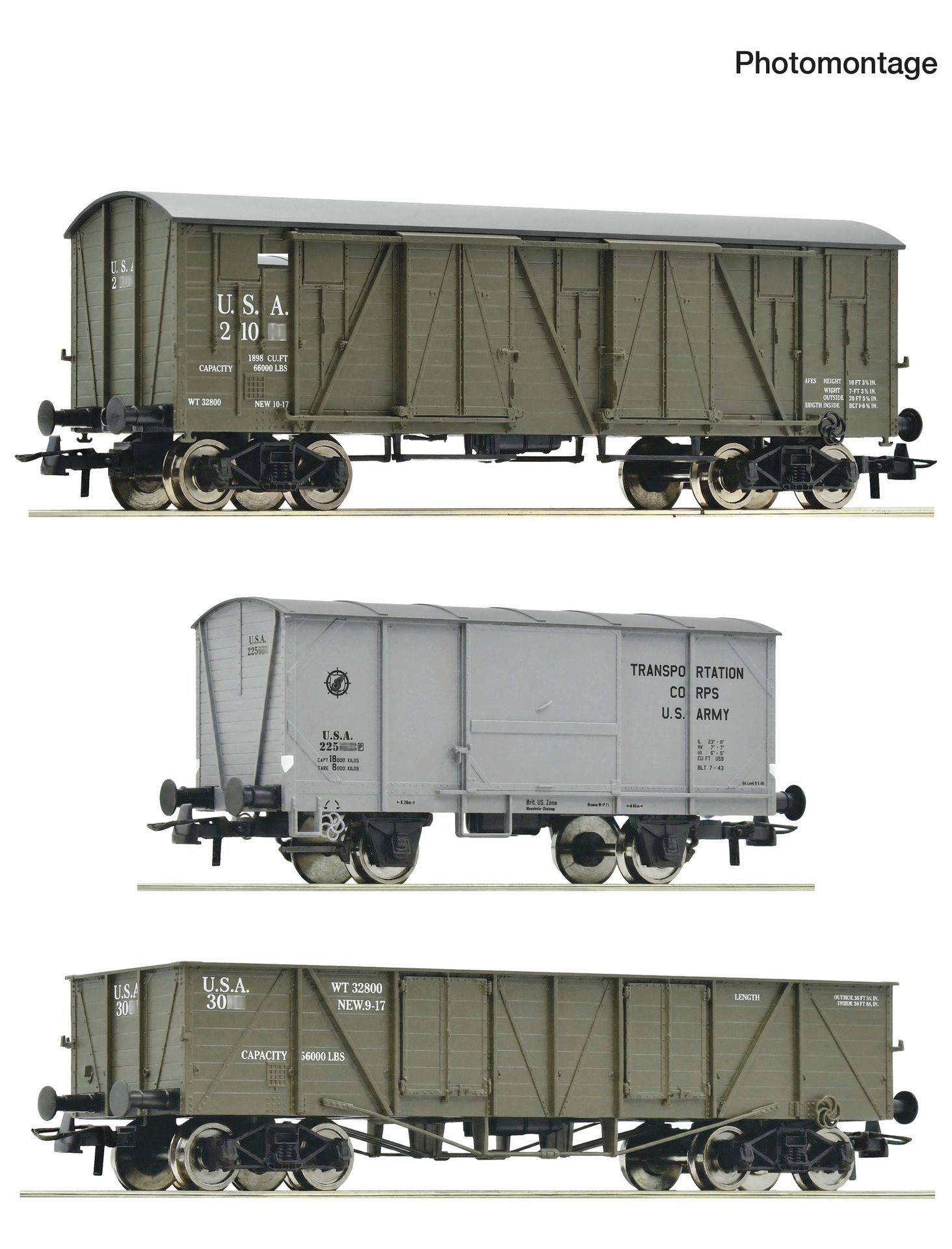 Roco 6600367 - Güterwagen Set USATC Ep.II 3.tlg. H0/GL