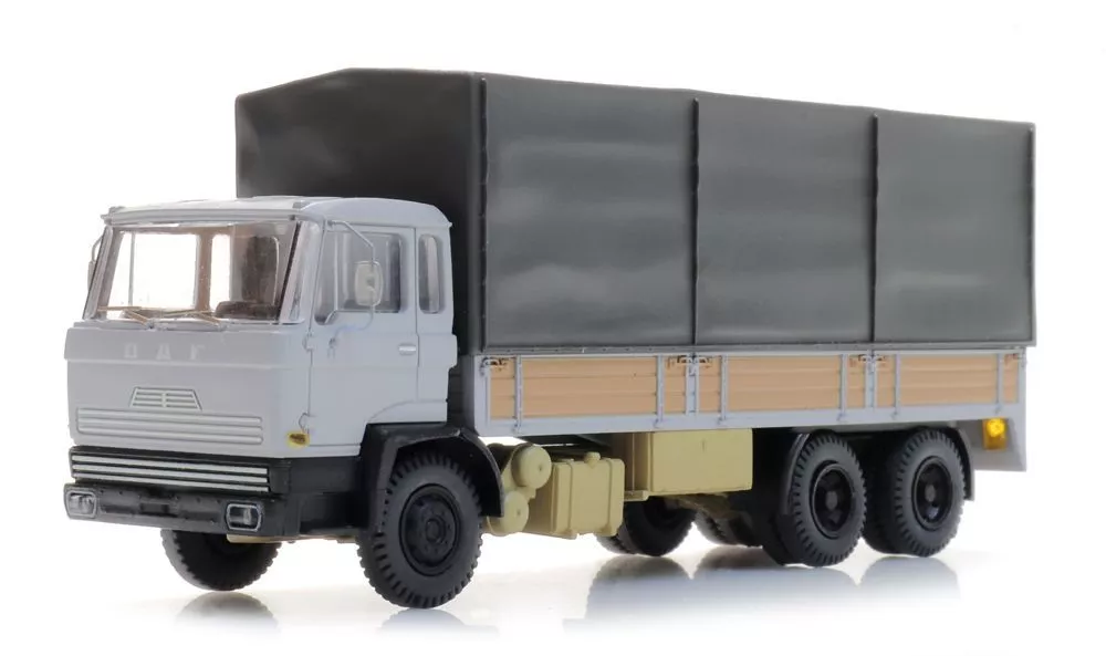 ARTITEC b.v. 487.051.15 - DAF Kipp-Fahrerhaus Kab A Tandemachse Pritschen-LKW mit Plane H0 1:87