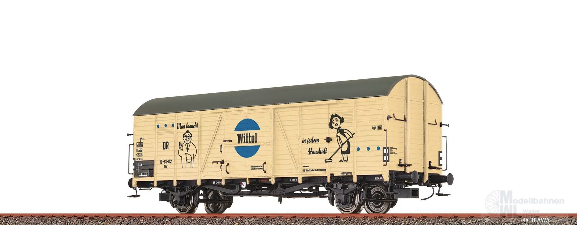 Brawa 50489 - Güterwagen ged. DR Ep.III Wittol H0/GL