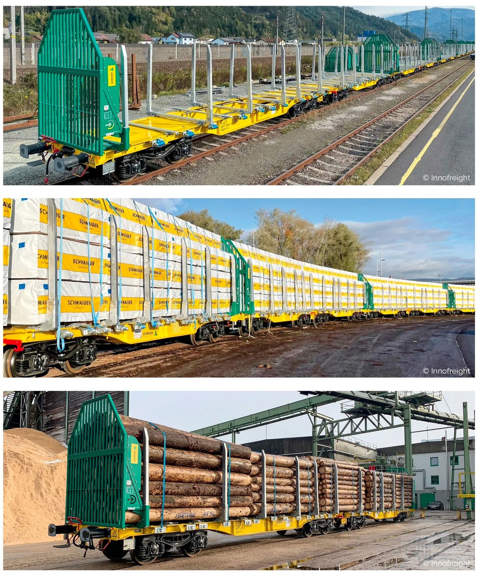 Sudexpress S4657001 - Rungenwagen Set Innofreight (D) Ep.VI 3.tlg. Sggmrrs 90 GigaWood H0/GL