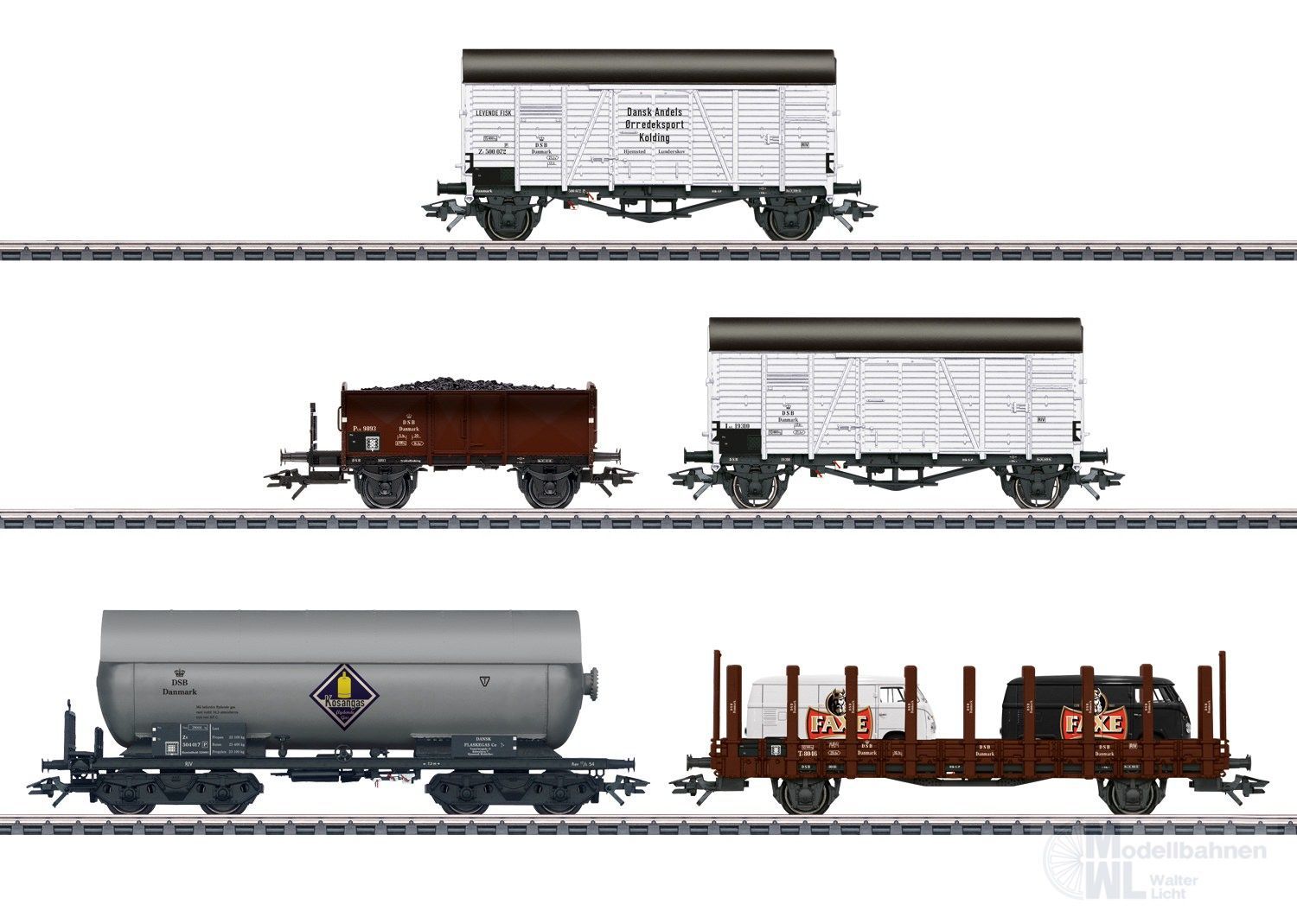 Märklin 48834 - Güterwagen Set DSB Ep.III 5.tlg. Fischtransport H0/WS Märklin 48834 - Güterwagen Set DSB Ep.III 5.tlg. Fischtransport H0/WS