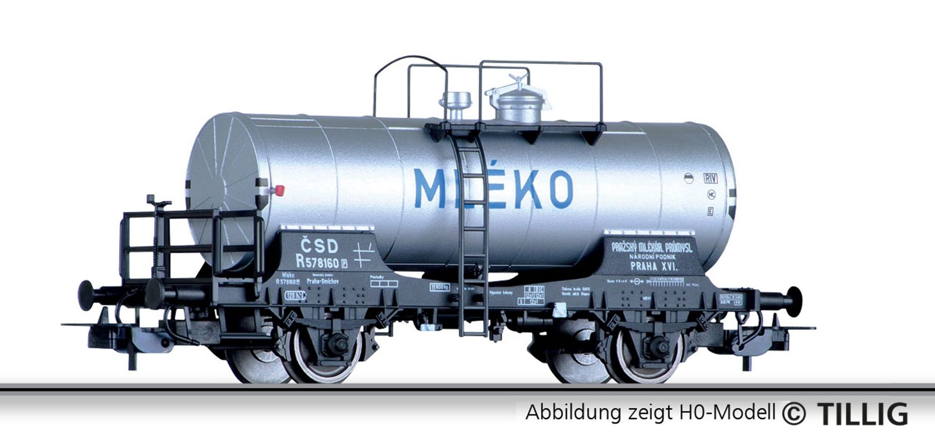 Tillig 95361 - Kesselwagen „Mleko“ CSD Ep.III TT 1:120