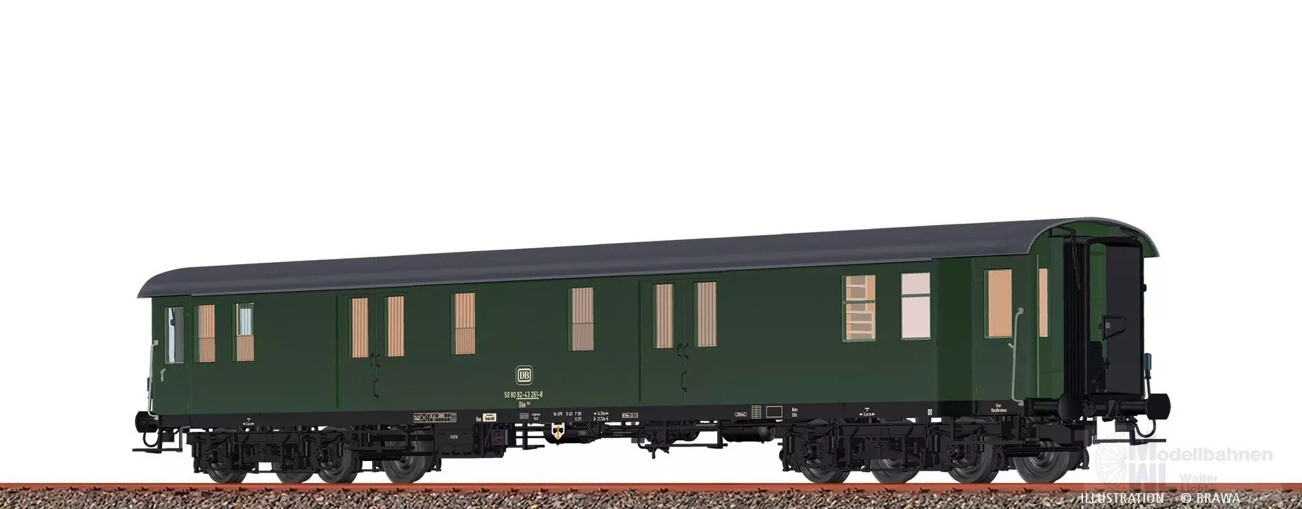 Brawa 58301 - Gepäckwagen DB Ep.IV Düe941 H0/WS Innebeleuchtung