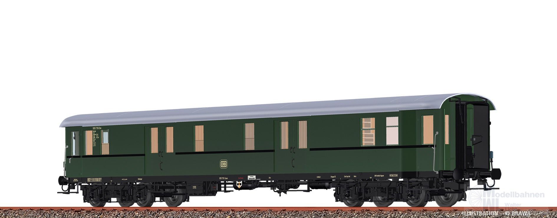 Brawa 58297 - Gepäckwagen DB Ep.III Pw4ü-37/52 H0/GL Innenbeleuchtung