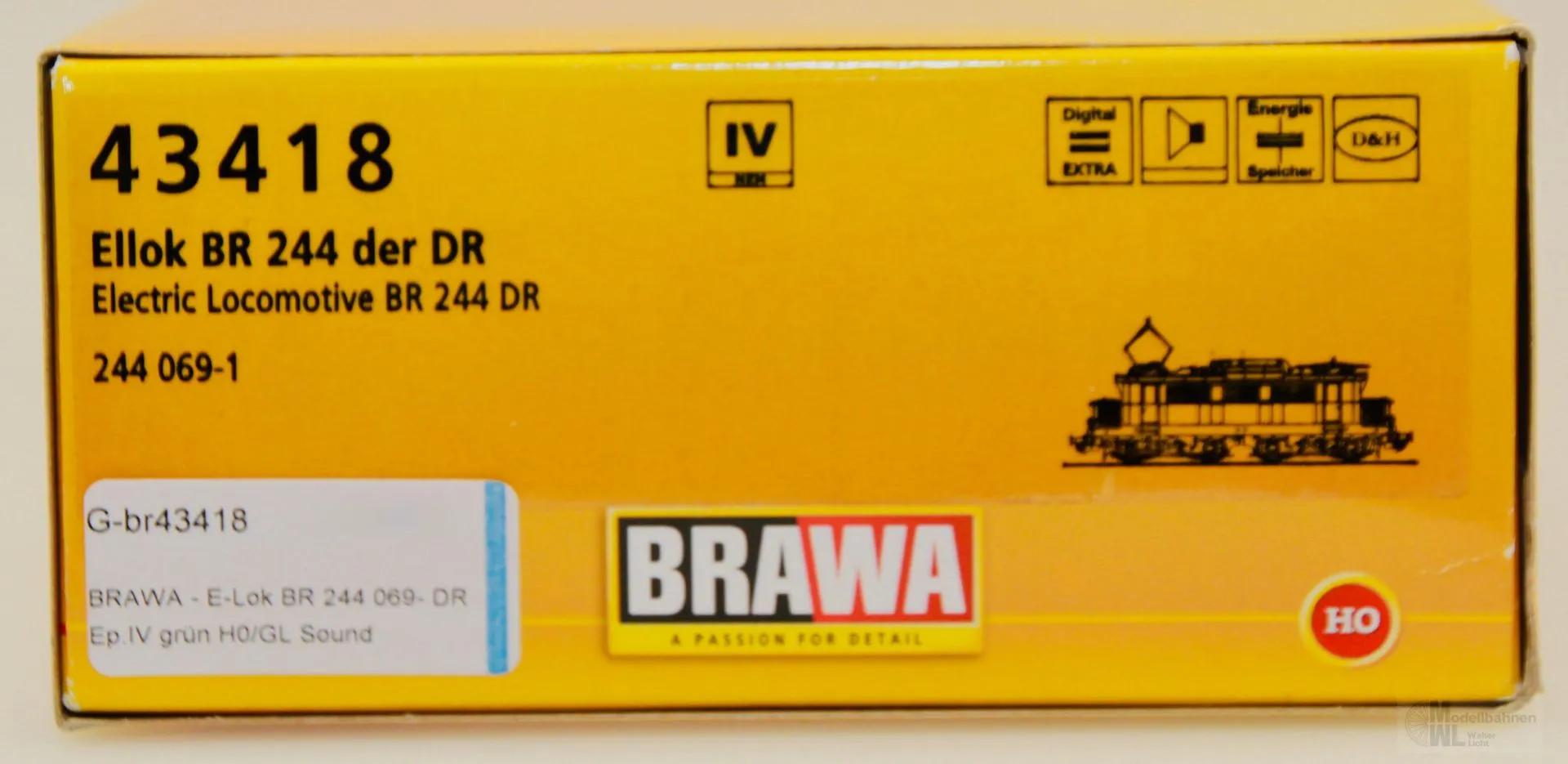 Brawa 43418 - BRAWA - E-Lok BR 244 069-1 DR Ep.IV grün H0/GL Sound