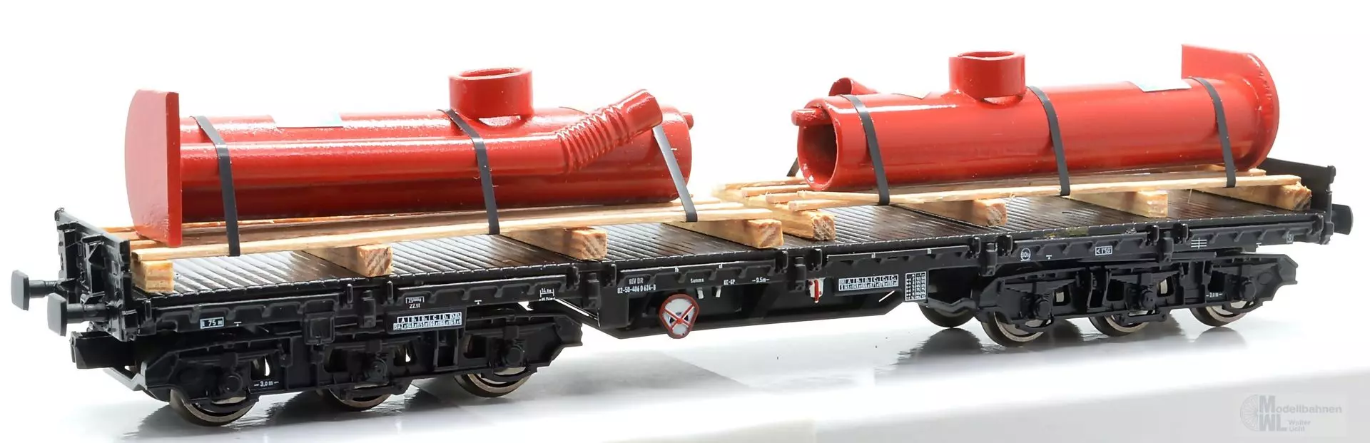 NPE NW22969 - Schwerlastwagen DB Ep.IV Samms-u 454 beladen mit Maschinenteil rot H0/GL