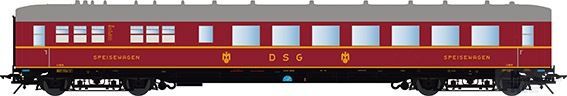 Lenz 41264-06 - Schürzenwagen DSG-Speisewagen DB Ep.III RAL 3003 Spur 0
