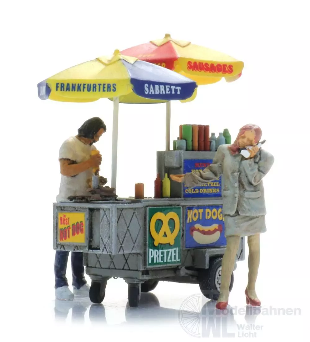 ARTITEC b.v. 387625 - Hot Dog-Wagen + 2 Figuren H0 1:87