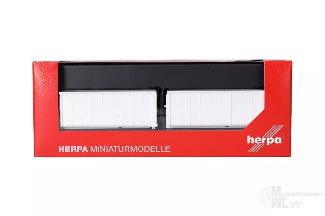 Herpa 053884-003 - Abrollmulden 2 Stück gerippt weiß H0 1:87
