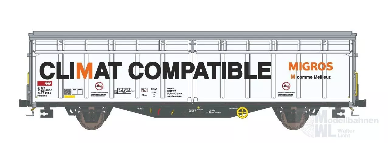 Hobbytrain 45102 - Schiebewandwagen SBB /Migros Ep.VI Hbbillns H0/GL