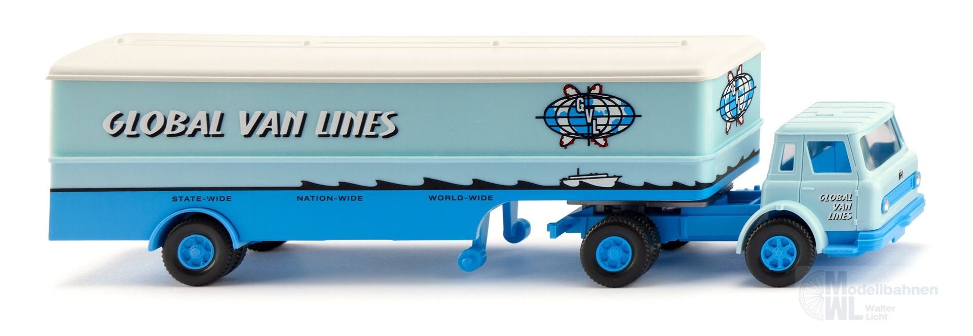 Wiking 063410 - Int. Harvester Koffersattelzug Global Van Lines H0 1:87