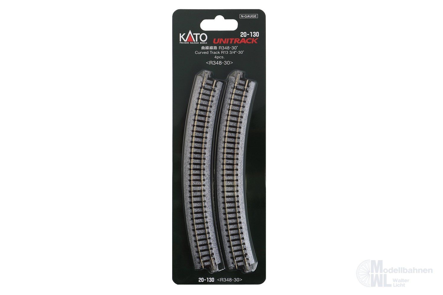 Kato 20-130 - Gleis gebogen R348mm 30° 4 Stück N 1:160 Kato 20-130 - Gleis gebogen R348mm 30° 4 Stück N 1:160
