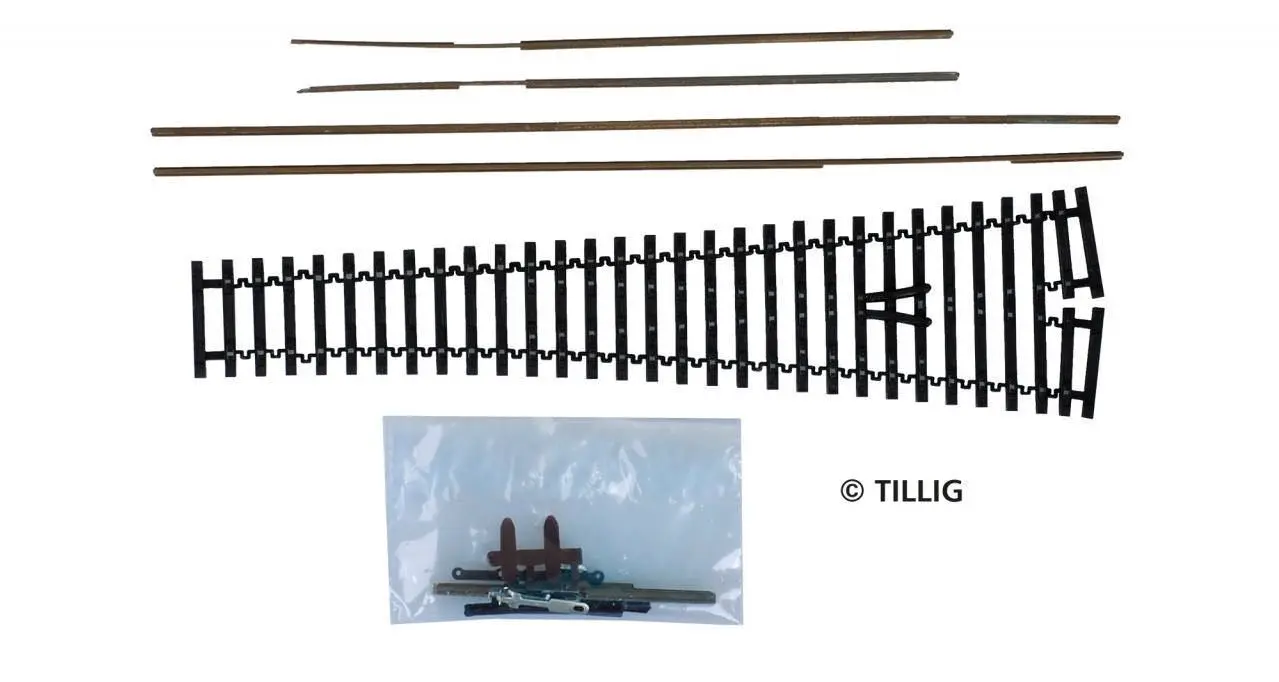 Tillig 83426 - Bogenweiche Flexsteg 15° BAUSATZ brüniert TT 1:120