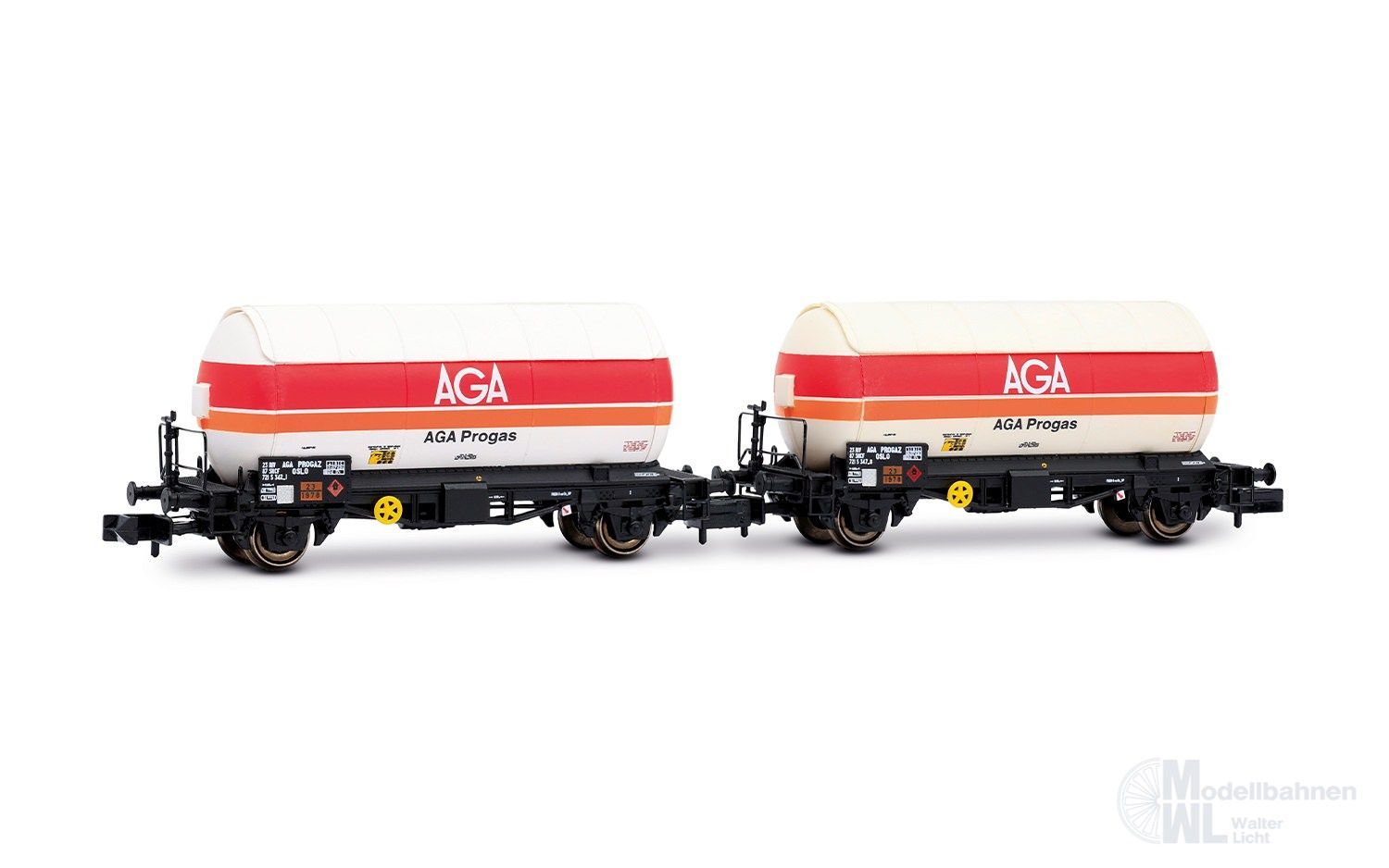 Arnold 6720 - Gaskesselwagen SNCF Ep.IV 2.tlg. AGA Gas N 1:160