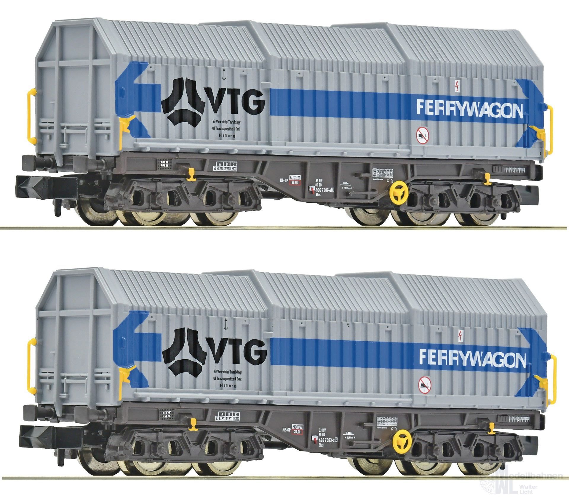 Fleischmann 6660080 - Teleskophaubenwagen Set DB/VTG Ep.IV 2.tlg. N 1:160