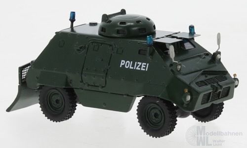 BoS-Models 87833 - Thyssen UR-416 mit Räumschaufel dunkelgrün 1975 Polizei (D) 1:87