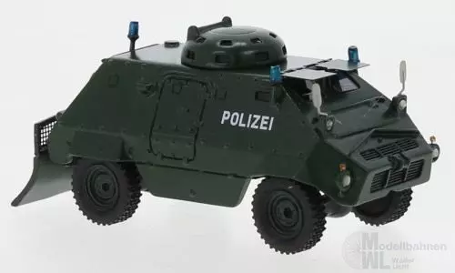 BoS-Models 87833 - Thyssen UR-416 mit Räumschaufel dunkelgrün 1975 Polizei (D) 1:87