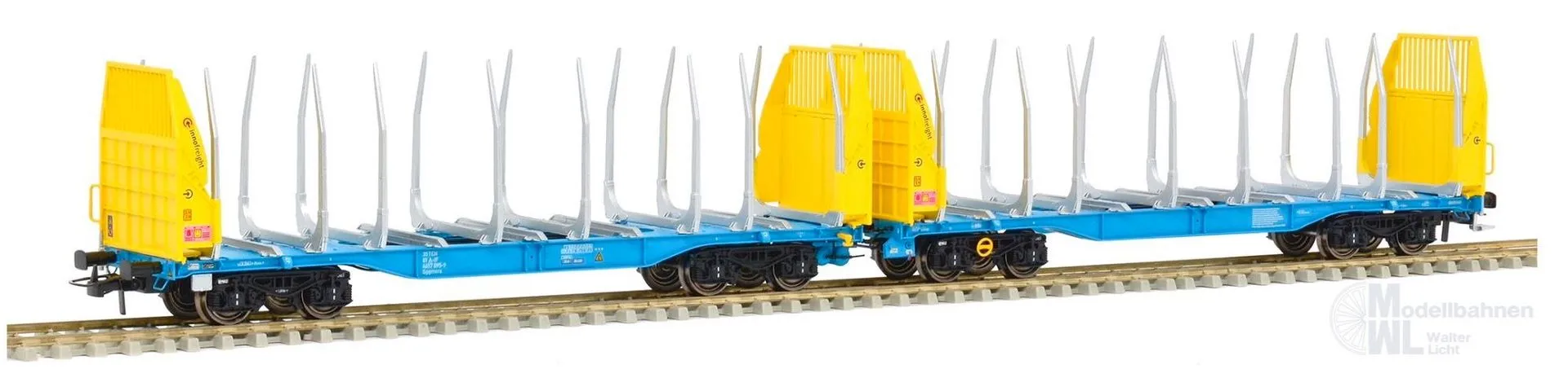 Sudexpress S657095 - Rungenwagen Einheit Innofreight (AT) Ep.VI Smart GigaWood gelb/blau H0/GL
