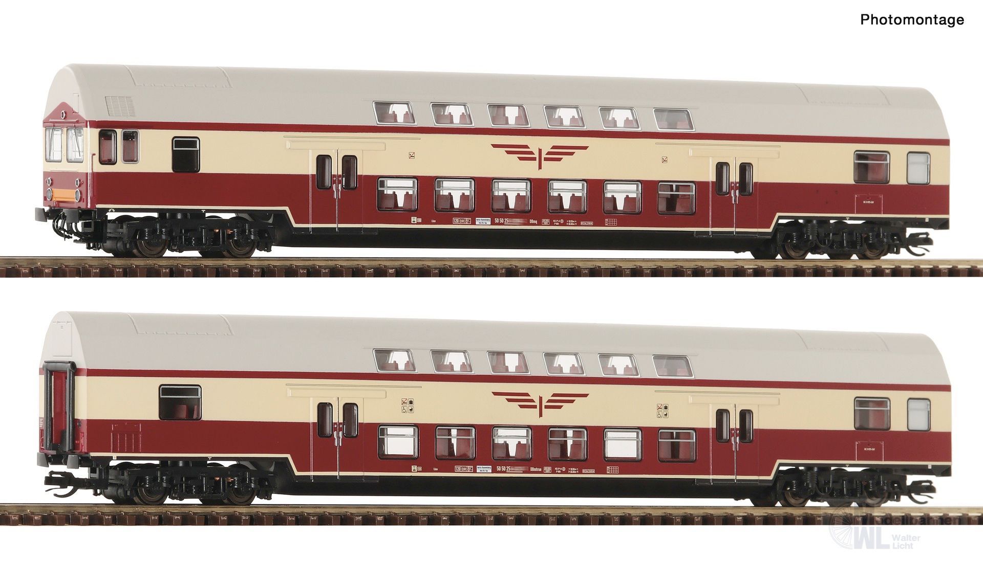 Roco 6280045 - Doppelstockwagen Set DR Ep.IV Sputnik 2.tlg. TT 1:120 Roco 6280045 - Doppelstockwagen Set DR Ep.IV Sputnik 2.tlg. TT 1:120