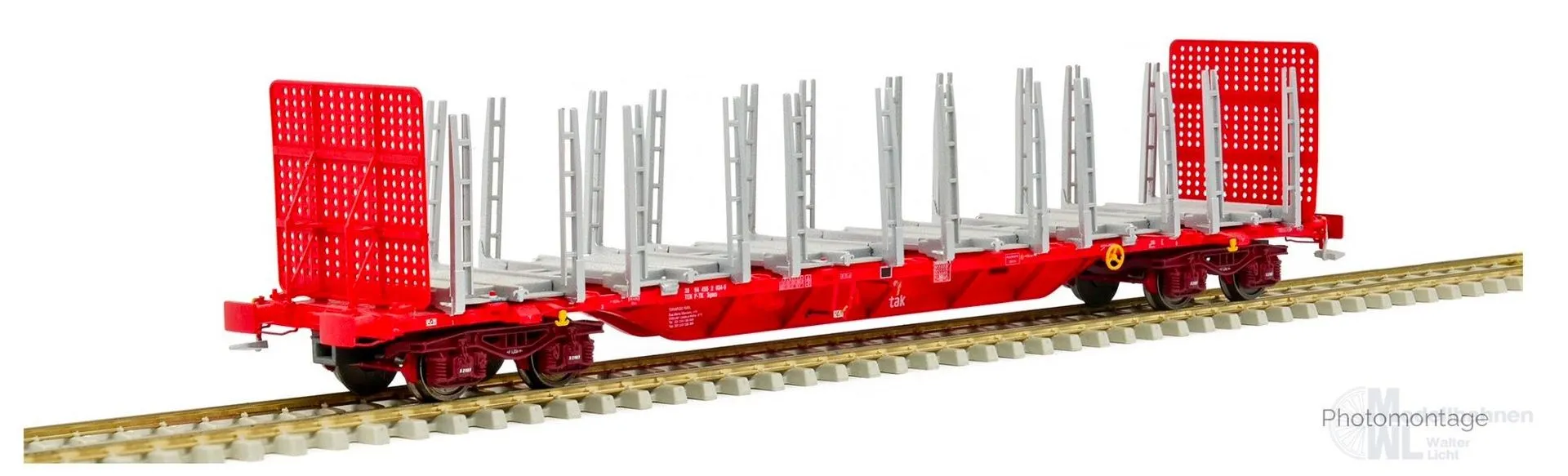 Sudexpress S4552018 - Container Tragwagen Takargo Ep.VI Sgnss 60 Innofreigt Holzrungen H0/GL