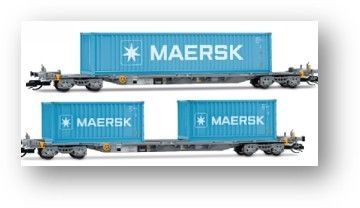 Arnold 9765 - Containertragwagen Set MAERSK Ep.VI 2.tlg TT 1:120