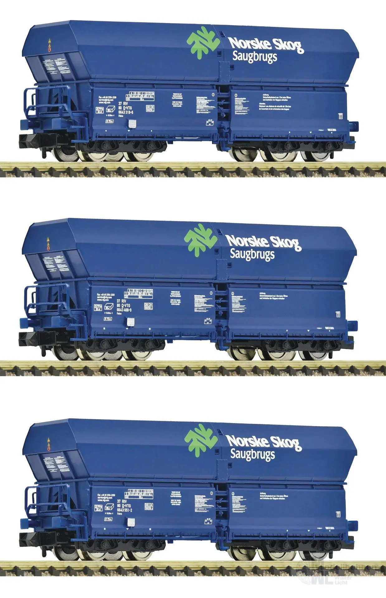 Fleischmann 6660089 - Selbstentladewagen Set VTG Ep.VI Norske Skog 3.tlg. N 1:160