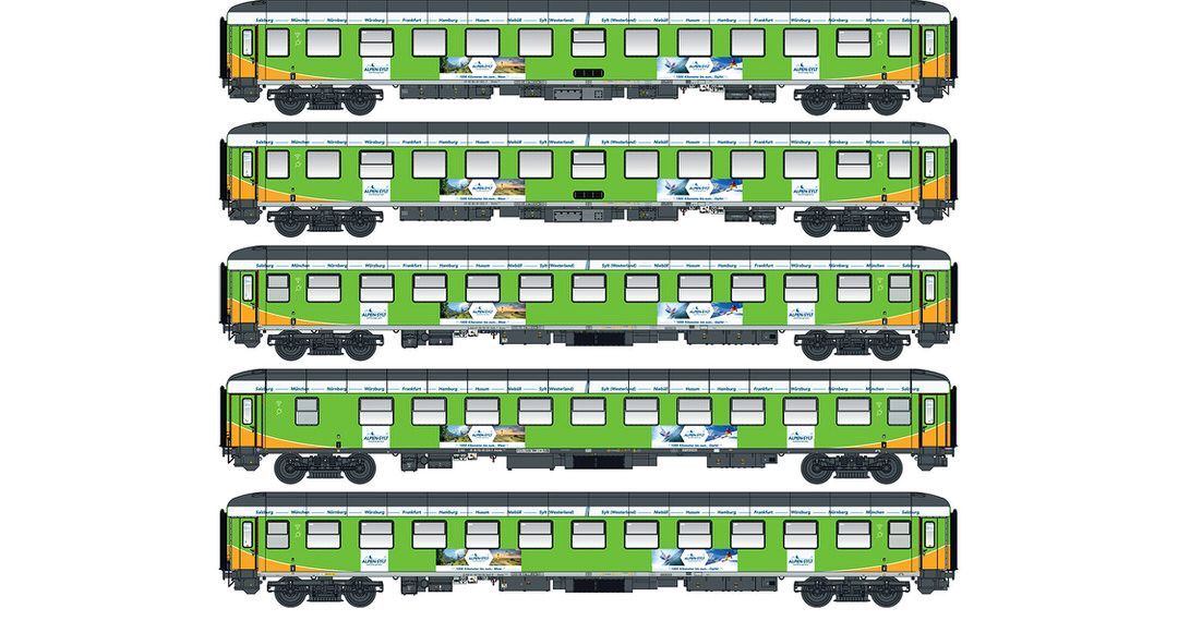 LS Models 46034 - Personenwagen Set Flixtrain Ep.VI Bvcmz+Bvcmbz Alpen-Sylt-Express 5.tlg. H0/GL