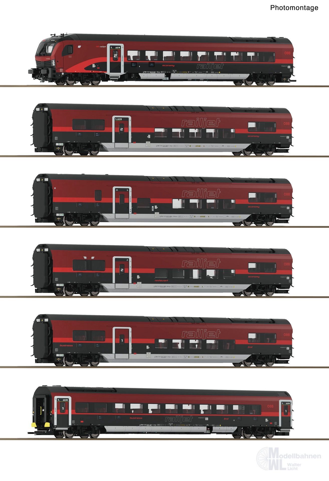 Roco 6220178 - Personenwagen Set Railjet ÖBB Ep.VI 6.tlg. H0/WS Digital