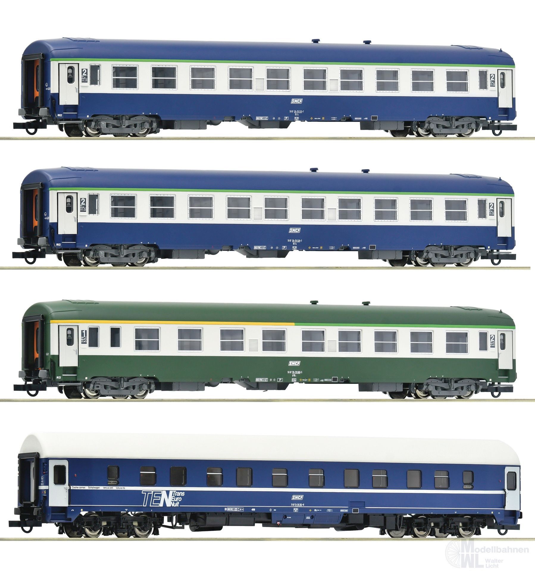 Roco 6200080 - Personenwagen Set SNCF Ep.IV 4.tlg. Arlberg-Express 4 H0/GL